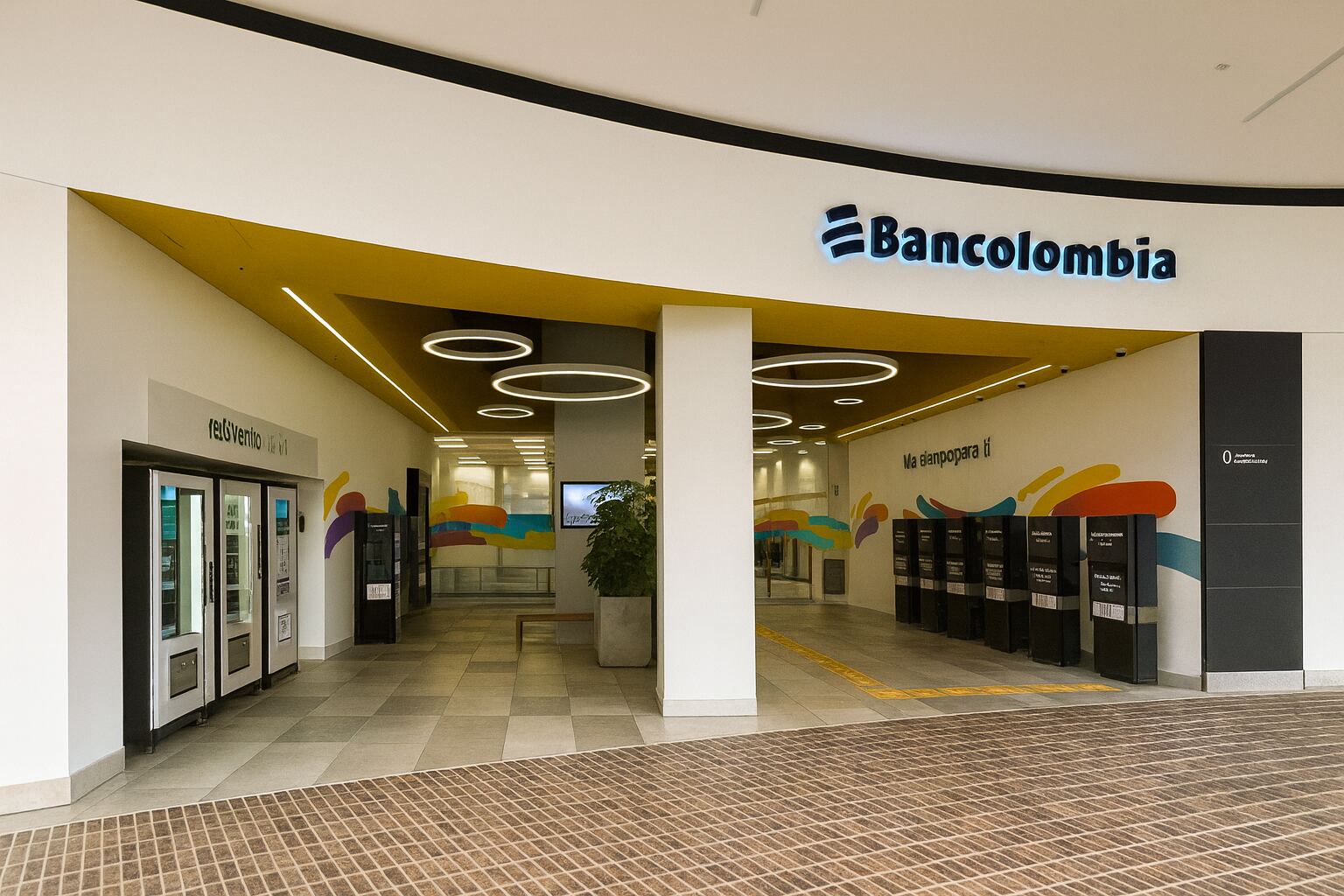 Diseño de interiores oficina Bancolombia Jardín Plaza por SRAIC